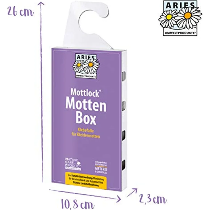 ARIES Mottlock Motten Box – Mottenfalle für Kleidermotten – Klebefalle für Befallsermittlung und nachhaltiger Mottenschutz für den Kleiderschrank – ungiftig und geruchlos – Bild 4