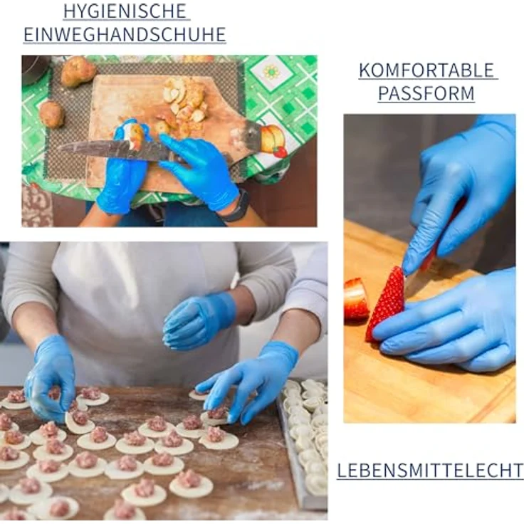 ABENA Nitril Einweghandschuhe 100 Stück Pack (Größe M) in Blau - Lebensmittelecht, Reißfest, Latexfrei, Puderfrei, Hygienische Handschuhe für Reinigungsarbeiten, Schönheitssalon, Tattoo und Zuhause – Bild 5
