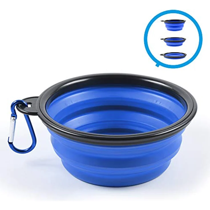 PhoneNatic Faltbarer Silikon-Hundenapf in blau, Reisenapf für Hunde und Katzen mit Karabiner -, S, blau, 350 ml, 60014330 – Bild 2