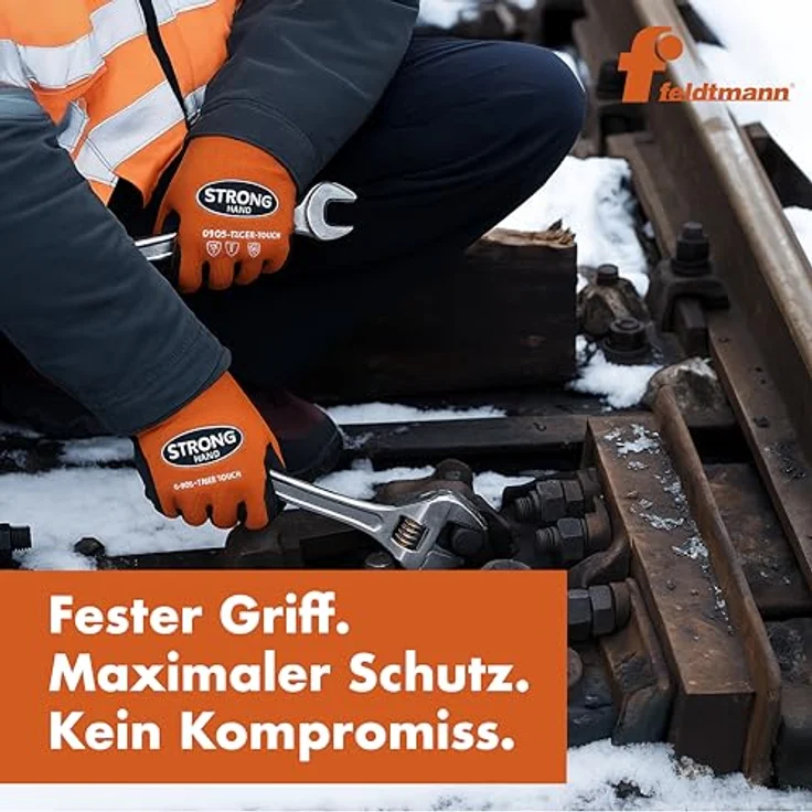 HELMUT FELDTMANN GmbH TIGER TOUCH Arbeitshandschuhe, Gr. 9, orange/schwarz, 92% PA/8% Elastan, Nitrilschaum, hohe Abriebfestigkeit, sicherer Griff, gute Öl- und Fettbeständigkeit – Bild 4