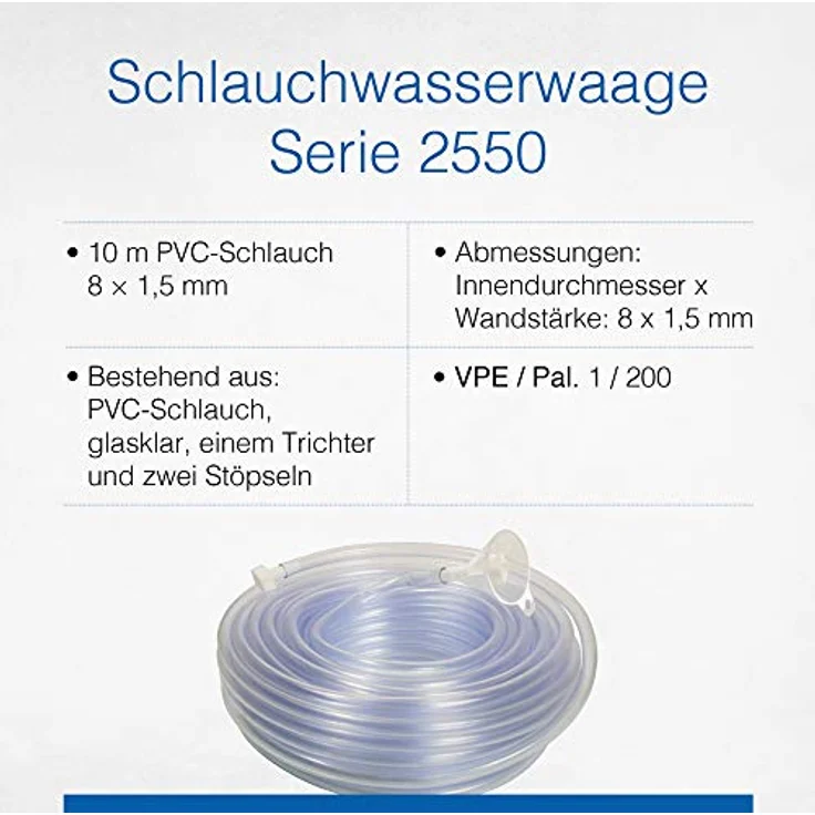 as - Schwabe 12714 Schlauchwasserwaage 10m, PVC-Schlauch glasklar, Trichter – Bild 4