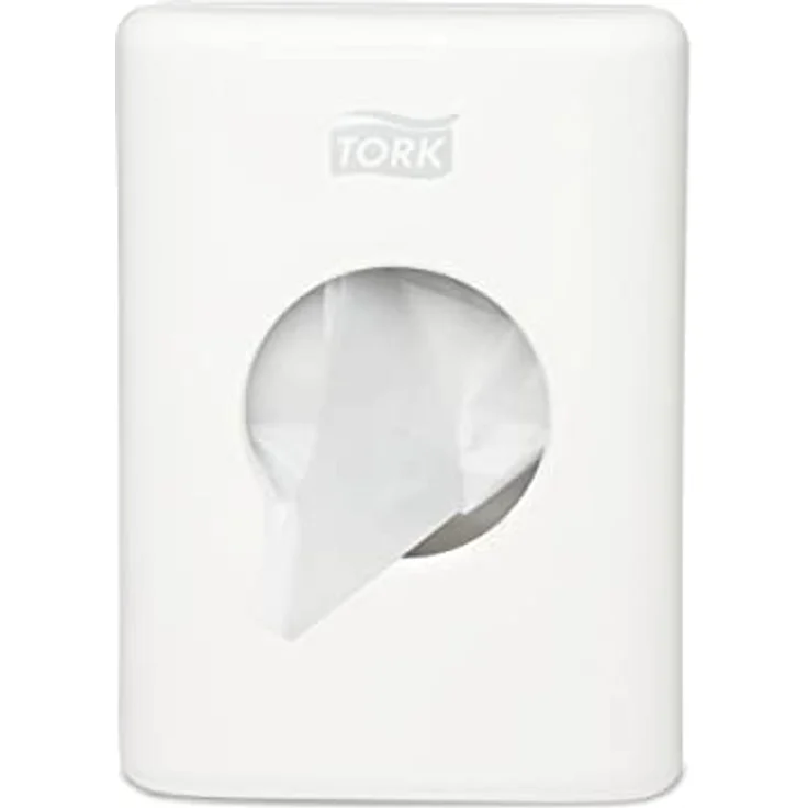 Tork 566000 Spender für Hygienebeutel, Weiß, modernes Elevation Design, 8er Pack für hygienische Abfallentsorgung – Bild 1