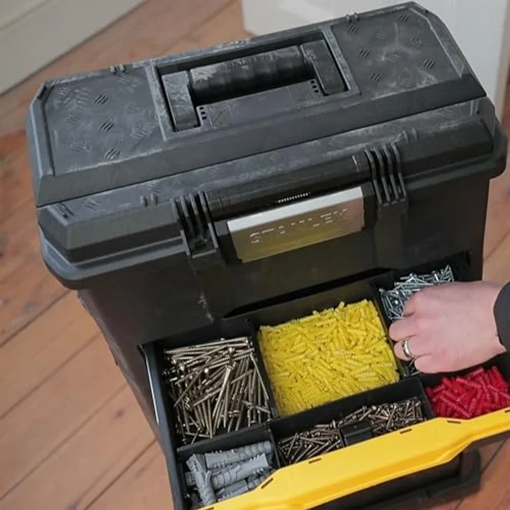 Stanley Rollende Werkstatt aus Metall-Kunststoff 1-79-206 ? Werkzeugwagen leer mit 3 modularen Einheiten ? Vielseitige Werkzeugbox für Kleinteile und große Werkzeuge – Bild 24