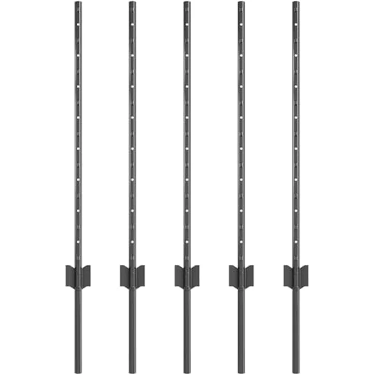 vidaXL Zaunpfosten U-Profile Set, 5 Stück graue Metallpfosten, 80 cm, pulverbeschichtet – Bild 1