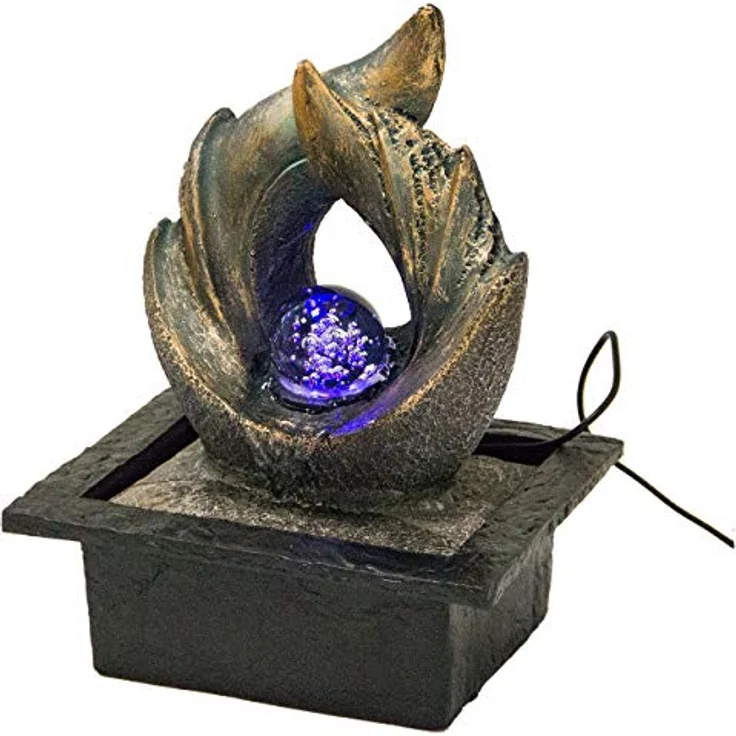 Zimmerbrunnen mit Kugel und LED, Tischbrunnen Flügel – Bild 7