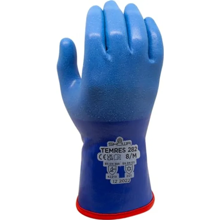 SHOWA 282, Wasserdichte Atmungsaktive Winterhandschuhe, Polyurethan-Beschichtung, Leichtgewicht, Blau, Größe L