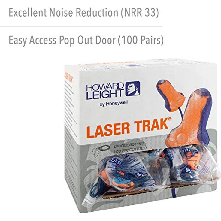 Howard Leight 207572 HL Laser Trak Gehörschutzstöpsel mit Kordel, 100 Stück, leuchtende Farben – Bild 2