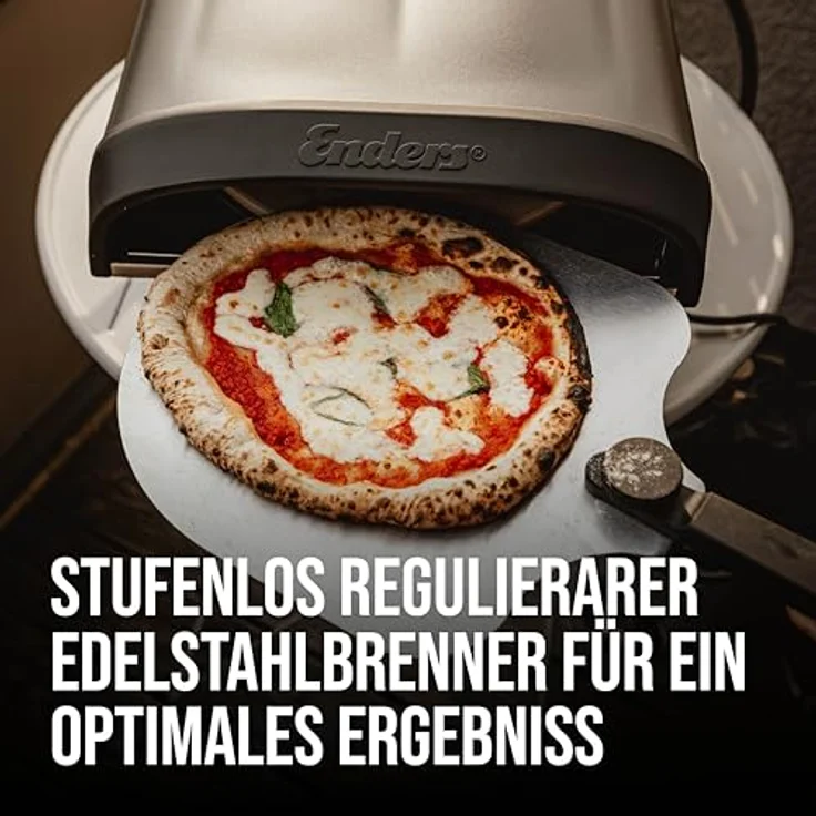 Enders PACO Rotate, Pizzaofen mit rotierendem Cordieritstein (30,5 cm), regelbarem Brenner (4 kW) und integriertem Thermometer, Schwarz – Bild 4