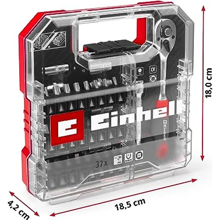 Einhell Bit-Set L-CASE, 37-tlg. Bit- und Ratschen-Set mit 25-mm-Bits, 72-Zahn-Umschaltknarre und praktischer Aufbewahrungsbox – Bild 12