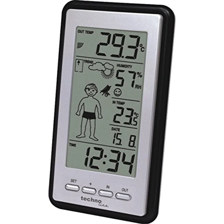 Technoline WS 9632 Wetterstation mit Vorhersage, grau, 8,4 x 2,3 x 15 cm – Bild 3