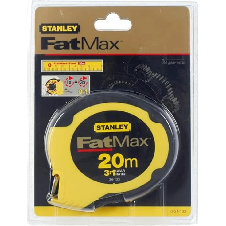 Stanley FatMax Kapselbandmass Stahl (20 m Länge, korrosionsbeständig, Bi-Material Gehäuse, Genauigkeitsklasse II) 0-34-133 – Bild 3