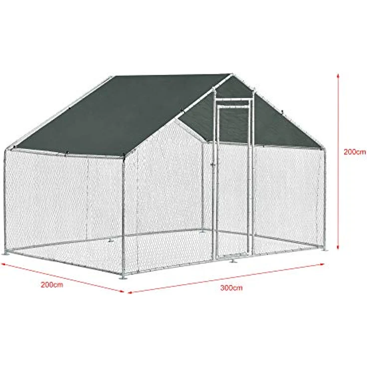 pro.tec Freigehege »Wels« 3 x 2 x 2 m, Kleintiergehege mit Sonnendach, UV-beständig, silber-grün – Bild 3