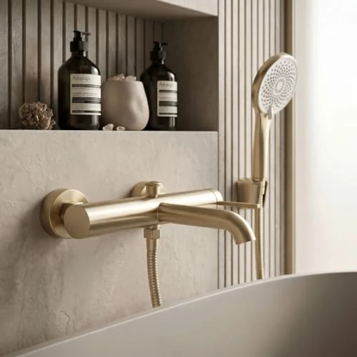 wohnwerk.idee Wannenarmatur Badewanne, Handbrause Set in Titan, Schwarz und Chrom Matt, moderne Gestaltung mit langlebiger Keramikkartusche – Bild 2