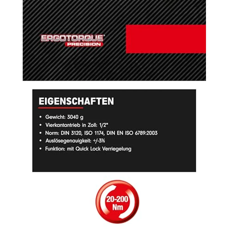1-2ERGOTORQUEprecision Drehmomentschlüssel-Satz, 20-200Nm, 11-tlg – Bild 3