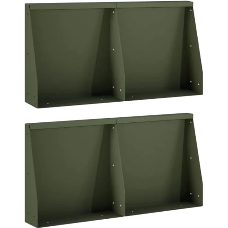 vidaXL Beetumrandung Stützmauer, 4 Stück, 40 x 12 x 30 cm, Wetterfester Stahl in Olivgrün, Modulares Design – Bild 1