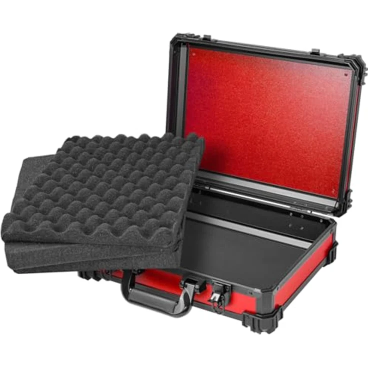 HMF Universalkoffer, Transportkoffer mit Noppen- & Rasterschaumstoff, 39 x 29 x 12 cm, rot, für Kamera und Tabletop-Miniaturen – Bild 3