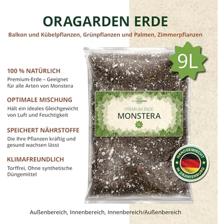 OraGarden Substrat Erde für Monstera, Blumenerde, Karnivorenerde Spezial Premium (9L) - Preisvergleich – Bild 5