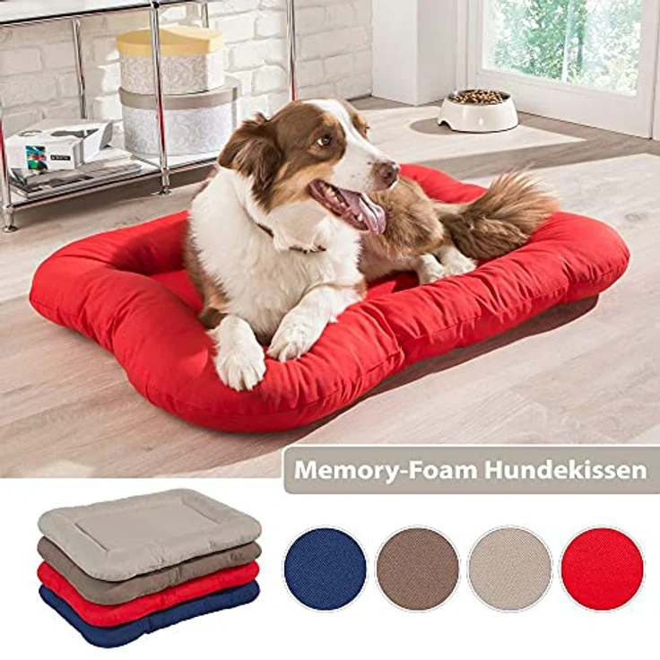 KAHU® Hundebett mit Viskoschaum Hundebett mit Viscoschaum I orthopädischer Hundekorb mit Memory-Schaum I Schmutz & Wasserabweisendes Hundekissen I Farbe: Rot I Größe: 66x89cm – Bild 5