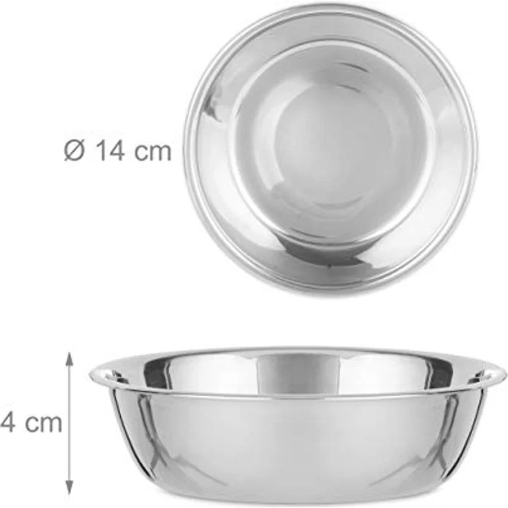 Relaxdays Futterbar für kleine Hunde, 2 Näpfe V je 300 ml, erhöht, Bambus & Edelstahl, HBT: 6,5x31,5x15 cm, Natur/Silber, 1 Stück – Bild 5