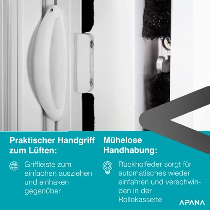 APANA - universelles Fliegengitter mit Rollo in Weiß - ausziehbarer Insektenschutz zum Zuschneiden für Terrassen- und Balkontüren bis 120cm x 220cm gegen Fliegen, Insekten und Mücken – Bild 4