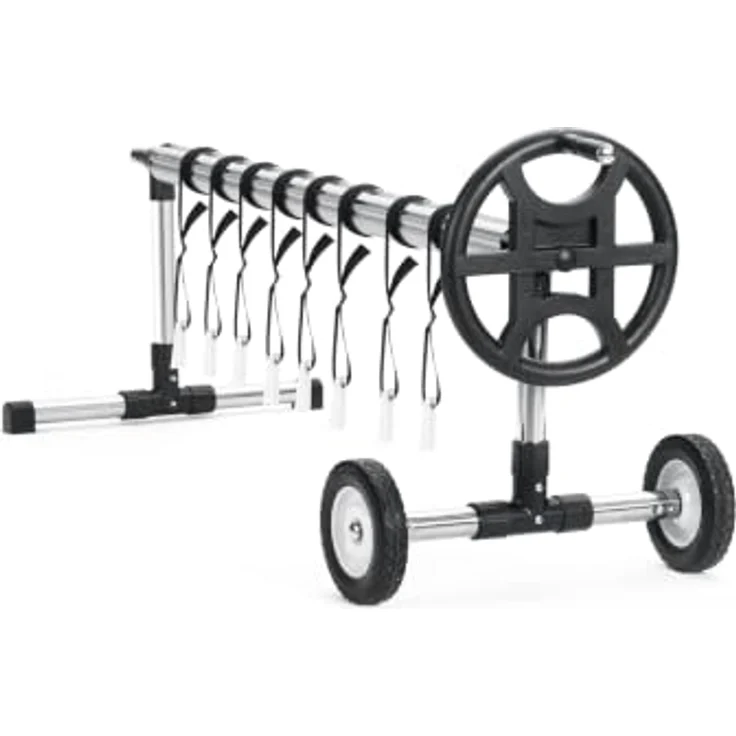 COIL Pool-Abdeckplane, Fahrbares Aufrollsystem für Solarfolie, Edelstahl-Basis & Aluminiumrohr mit 8 Befestigungsbändern – Bild 4