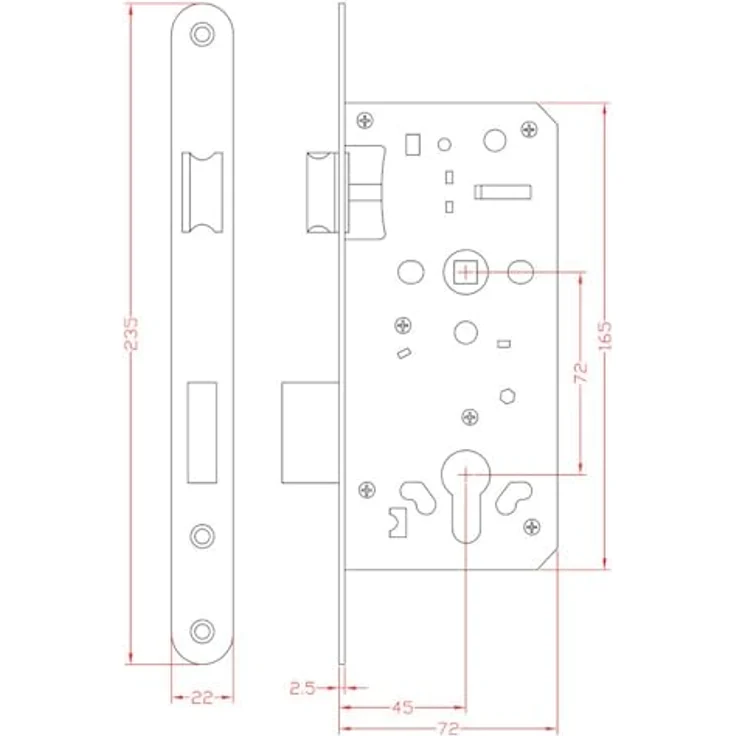 ROG garden-line Einsteckschloss für Gartentür RE/LI inkl. Edelstahl Griffe + Türschild und 3 Sicherheitsschlüssel, Universal verwendbar, Edelstahl, geeignet für Innen und Außen – Bild 2