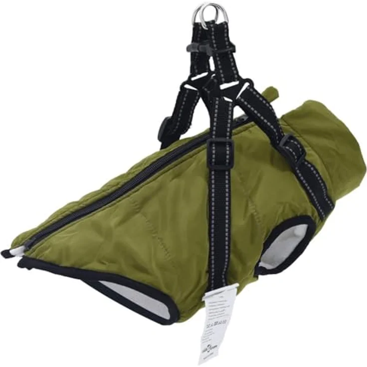 vidaXL Hundemantel mit Geschirr Wasserdicht Reflektierend Armeegrün L, Outdoor-Weste für Hunde bei jedem Wetter geeignet – Bild 1
