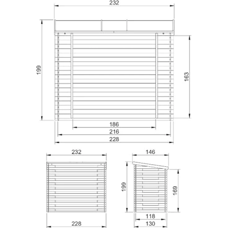 TIMBELA Holz Kaminholzregal TIMBELA M202, 2.63m² Holzhalter für Garten, B232xL146xH199 cm, wetterfestes Dach, einfache Montage – Bild 5