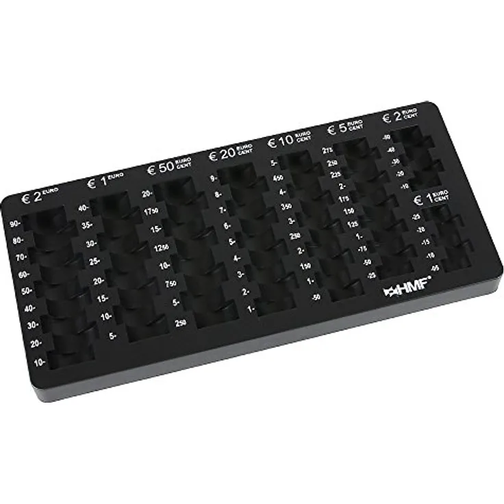 HMF 282-02 Euro-Münzzählbrett abgeschrägt, 27,5 x 13,0 x 3,0 cm , schwarz - Preisvergleich