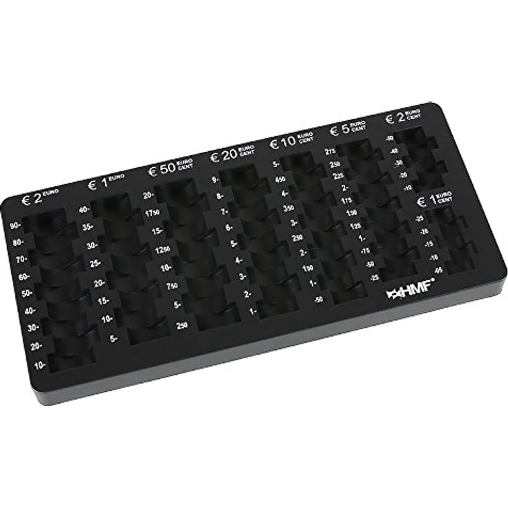 HMF 282-02 Euro-Münzzählbrett abgeschrägt, 27,5 x 13,0 x 3,0 cm , schwarz - Preisvergleich – Bild 1