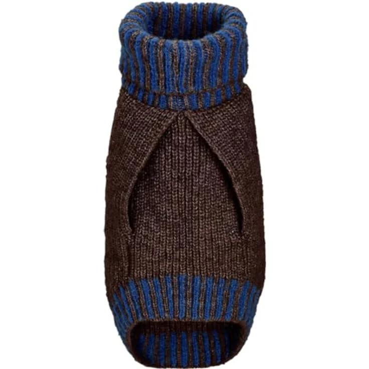 HUNTER Hundepullover Odense mit Mütze (Set) braun/blau, Größe 50 - Strickpullover mit hohem Kragen, recyceltem Polyester, waschbar 30 °C – Bild 3