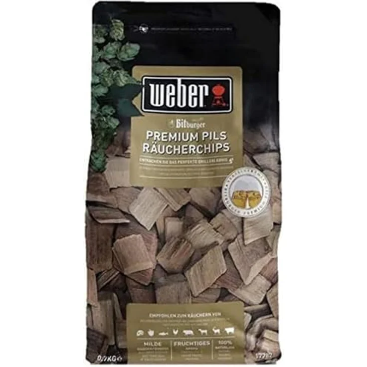 Weber 17782 R„ucherchips Bitburger Premium Pils, 700g, fr alle Fleisch-, Gemse- und K„sesorten, sá-fruchtiger Geschmack, R„uchern, Aroma, Grillen – Bild 2