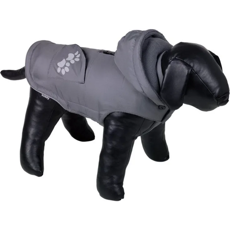 Nobby Hundemantel Marisha grau, Hundemantel mit reflektierenden Streifen und abnehmbarer Kapuze