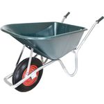 TRUTZHOLM Schubkarre PP100 l PU Rad Bau Karre Gartenschubkarre Bauschubkarre, Kunststoffmulde, 100 Liter, verzinktes Stahlgestell, bis 250 kg Tragkraft, schwarz
