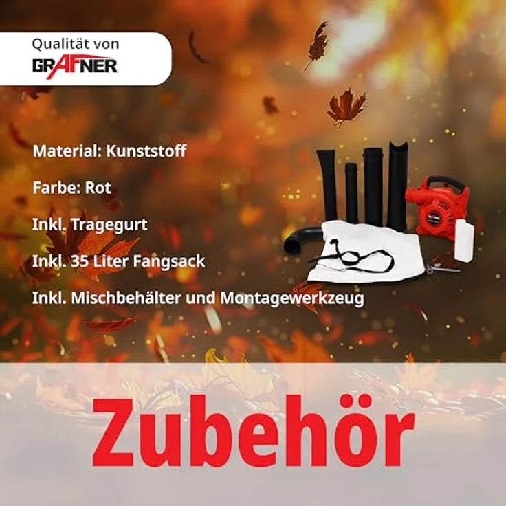 Grafner Benzin-Laubsauger 3 in 1 mit Häcksler 35L Fangsack, 250 km/h Blasgeschwindigkeit – Bild 5