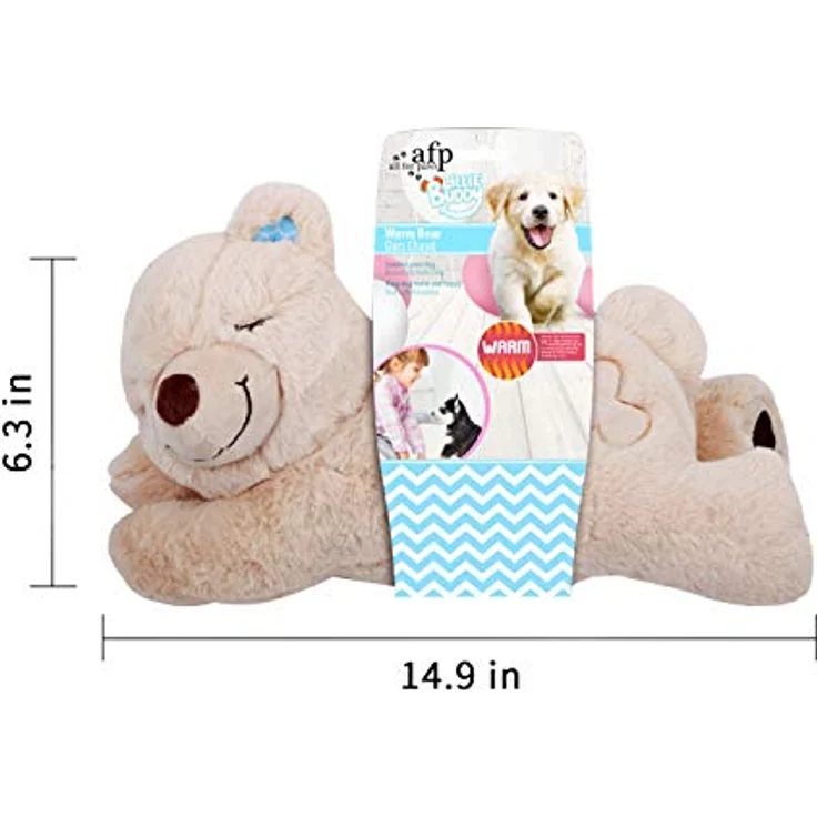 ALL FOR PAWS Kuscheltier für Hunde, Welpenspielzeug Hunde Herzschlag Plüschtier Welpe Verhaltenshilfe Plüschtier Haustier Plüschtier… (Warm Bear(One Warmbag)) – Bild 2
