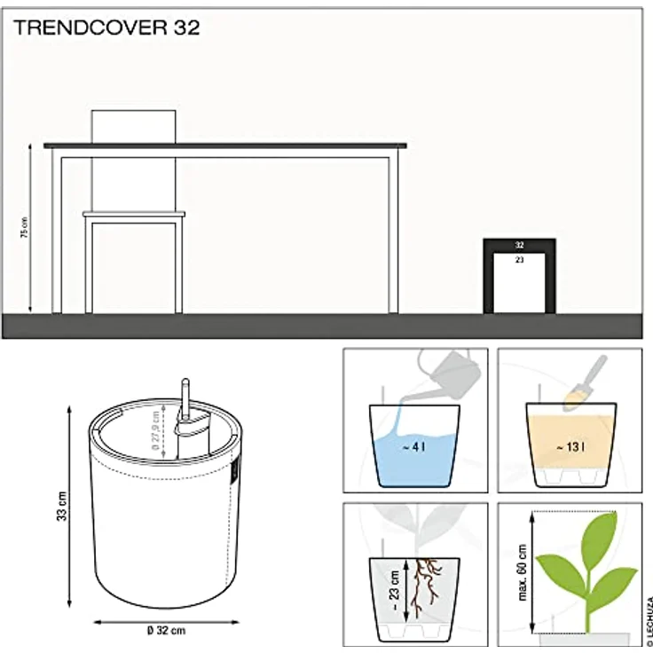 LECHUZA TRENDCOVER 32 Felt light grey 14193 – Bild 3