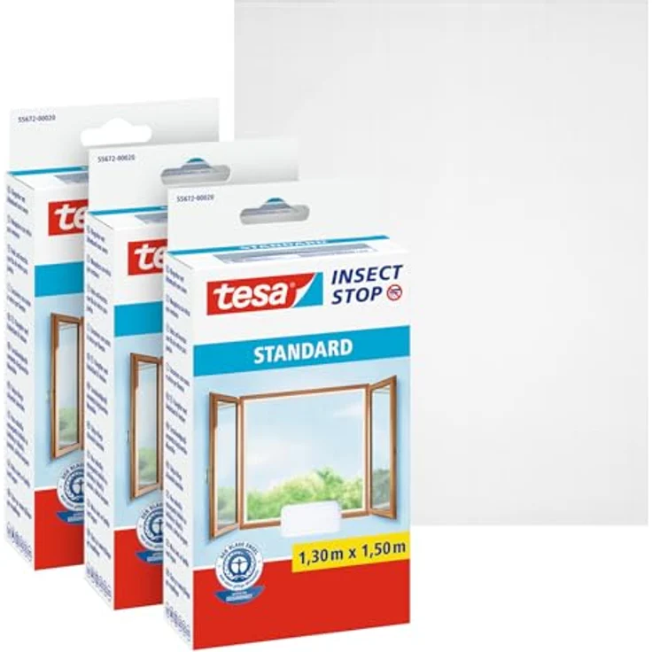 Tesa STANDARD 55672-00500-00 Fliegengitter (B x H) 1300mm x 1500mm Weiß 3St. – Bild 1