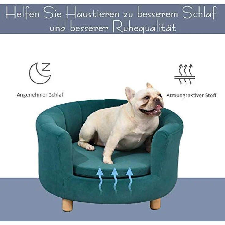 Pawhut Hundesofa mit Weichem Bezug Rundes Hundebett Haustiersofa mit Holzbeinen 65 x 64 x 37 cm - Preisvergleich – Bild 5