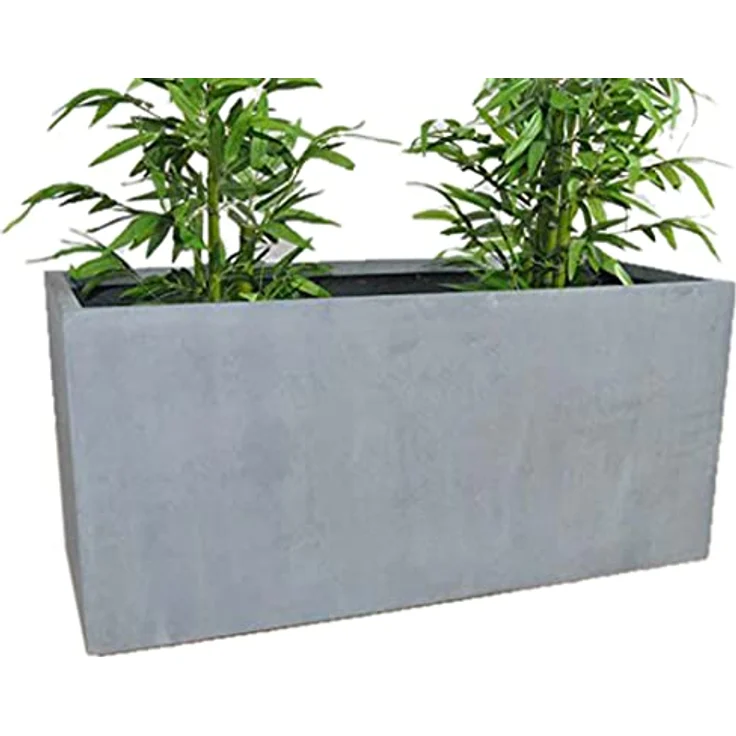 Elegant Einrichten Pflanzkübel Fiberglas Rechteckig 120x50x55cm, grau, UV-beständig und frostgesicherter Raumteiler – Bild 2