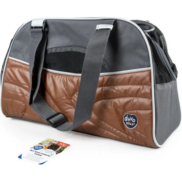 DUVO+ Paris Pet Bag Casual, Tiertransporttasche für Hunde bis 7 kg, karamell, mit Lüftungslöchern und abnehmbarem Kissen