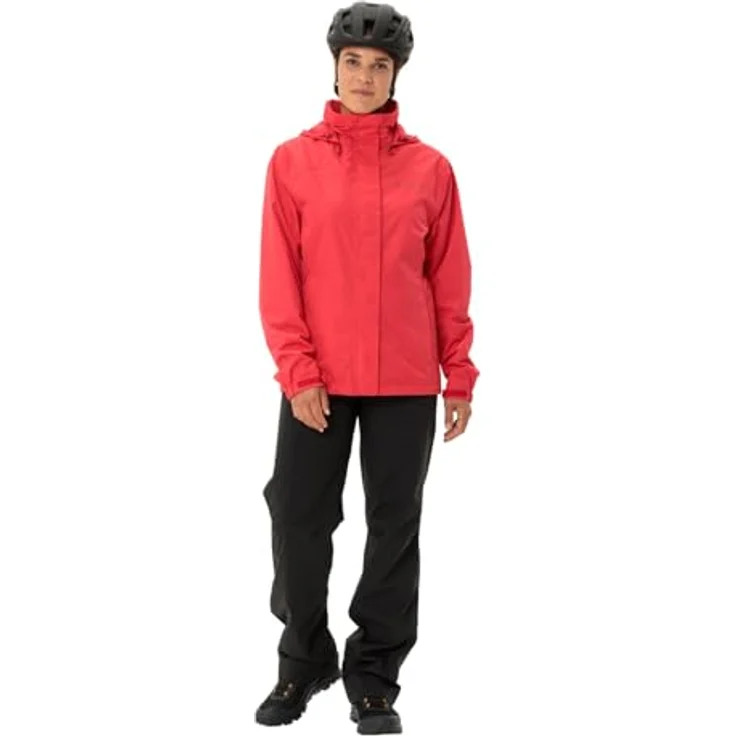 Vaude Escape Bike Light Jacket, wasserdichte Damen Velojacke mit Kapuze, atmungsaktiv, rot, Größe 38 – Bild 7
