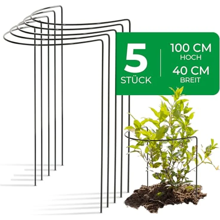 Novatool 5er Set Strauchstütze, 100 cm hoch, halbrund, 40 cm, Metall, wetterfest und stabil, ideal für Rosen und Stauden – Bild 1