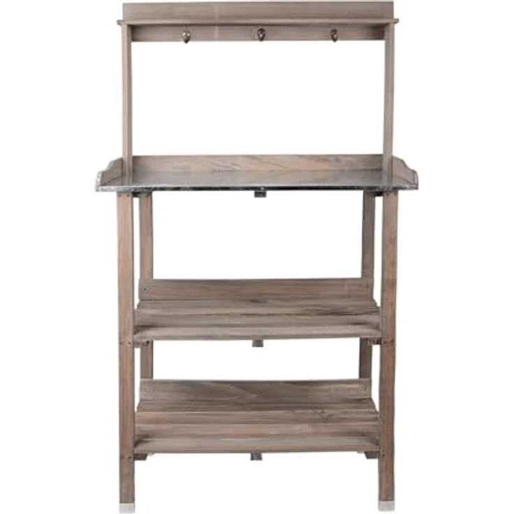 UNUS GARDEN Pflanztisch Pflanzregal verzinkter Arbeitsfläche Grau 76 cm x 38 cm x 91 cm (BxTxH), Massivholz, Gärtnertisch Blumentisch – Bild 3