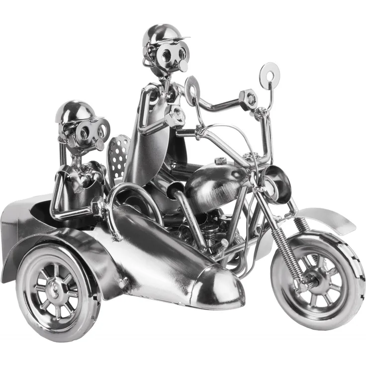 Brubaker Schraubenmännchen Motorrad mit Beiwagen - Metallfigur Handarbeit