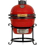 BBQ-Toro Kamado Grill | Holzkohlegrill Haiiro Ø 32 cm mit Thermometer, Holzgriff | Rot | Kamado Keramikgrill, Mini Holzkohlegrill, Mini Kamado Grill, Keramik Grill, Kamado BBQ, Ceramic Grill