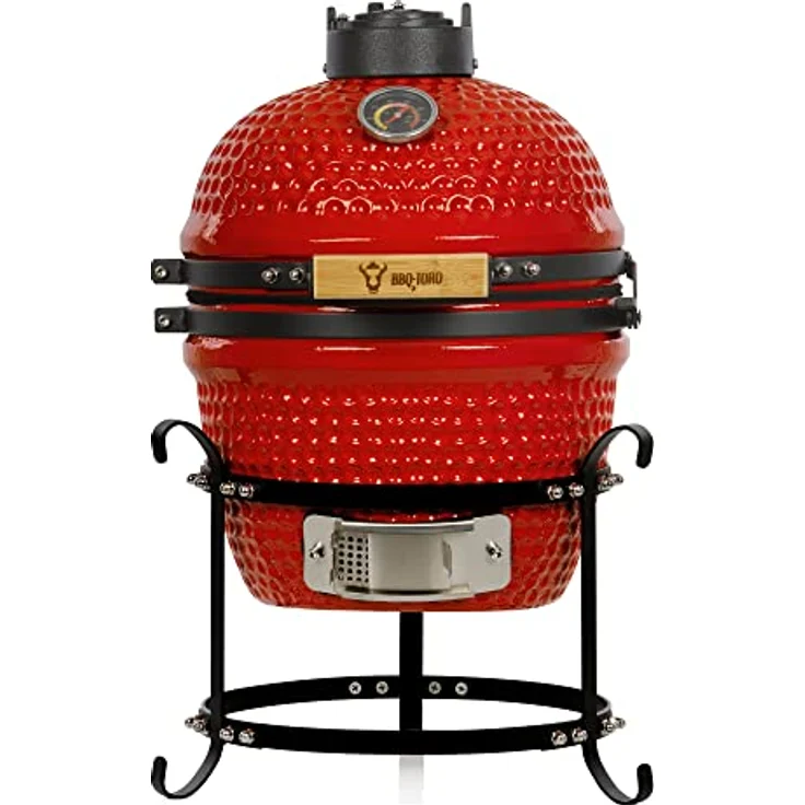 BBQ-Toro Kamado Grill | Holzkohlegrill Haiiro Ø 32 cm mit Thermometer, Holzgriff | Rot | Kamado Keramikgrill, Mini Holzkohlegrill, Mini Kamado Grill, Keramik Grill, Kamado BBQ, Ceramic Grill – Bild 1
