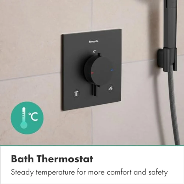 hansgrohe Ecostat Comfort E Duschthermostat Unterputz, Sicherheitssperre (SafetyStop) bei 40°C, für 2 Verbraucher, Brushed Black Chrome, Modell 33716340 – Bild 5