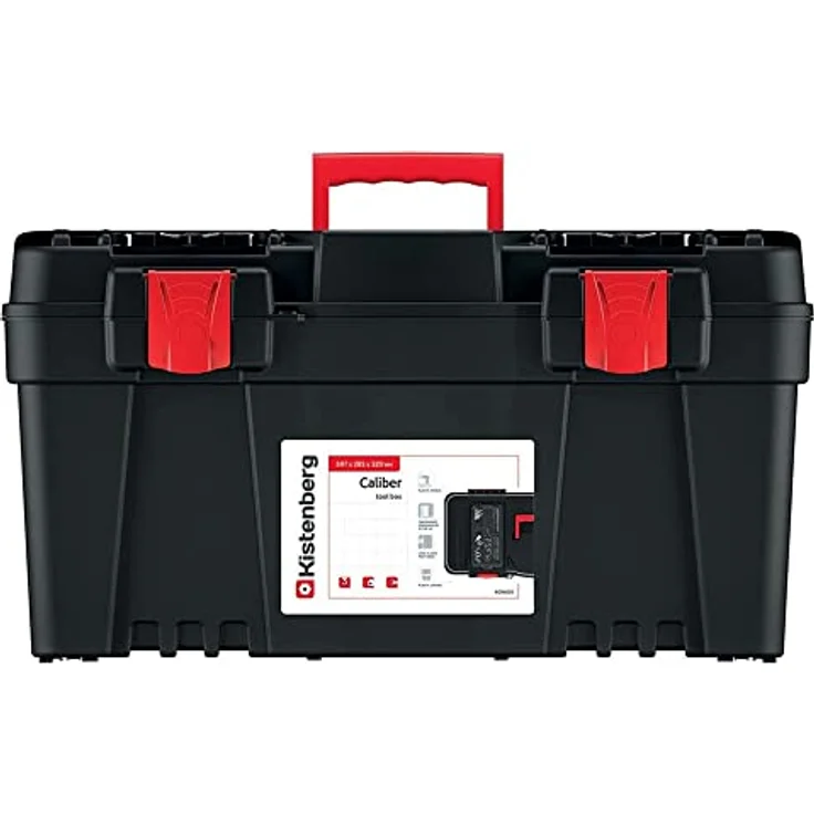 Werkzeugkasten Werkzeugkoffer mit integrierter Werkzeugtrage für Werkstatt Garage ABS-Klemmverschlüsse Kunststoff (597 x 285 x 320 mm) – Bild 4