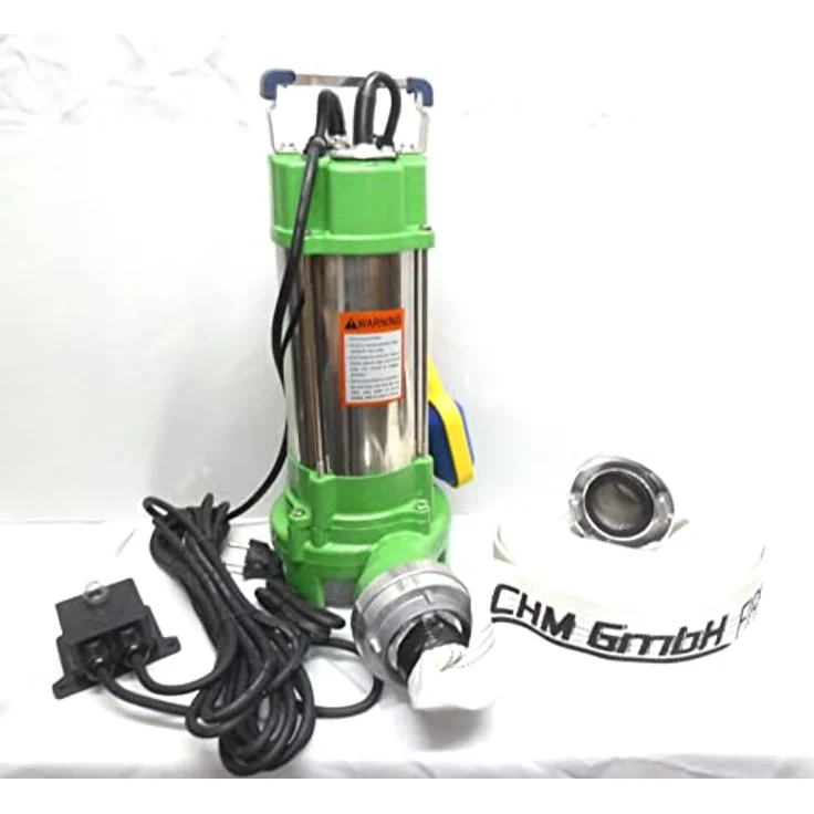 CHM GmbH® Profi Fäkalienpumpe Schmutzwasserpumpe V1100 inkl. 30 Meter 2" C-Schlauch, leistungsstark mit Schneidwerk und Edelstahl-Schaufelrädern – Bild 1